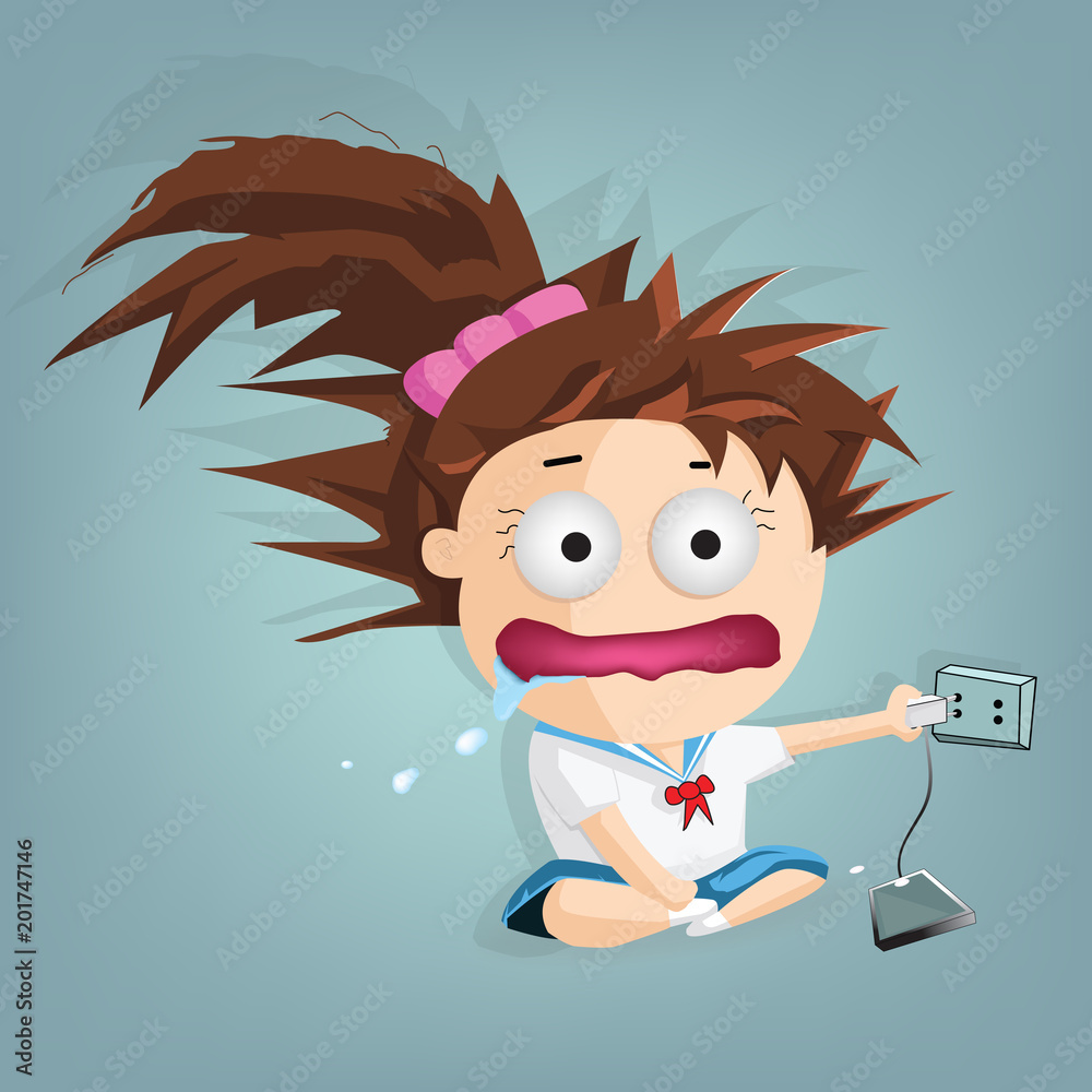 Student plugging switch and electric shock,Vector concept and cartoon  design Stock Vector | Adobe Stock