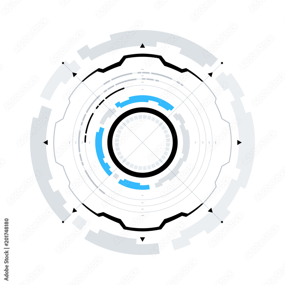 Futuristic Sci-Fi Virtual Reality Technology HUD Circle Element. Abstract Background Futuristic Sci-Fi Virtual Reality Technology HUD Circle Element. Abstract Background