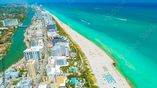 Aerial view city Miami Beach, South Beach, Florida, USA.