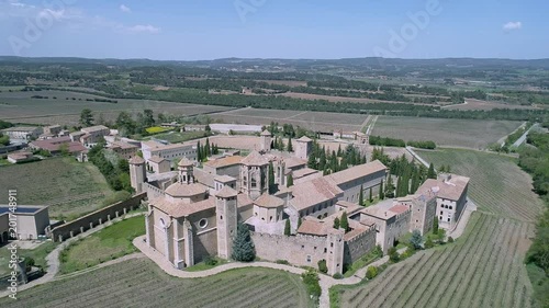 Aerial view of Poblet Monastery in Catalonia Spain photo