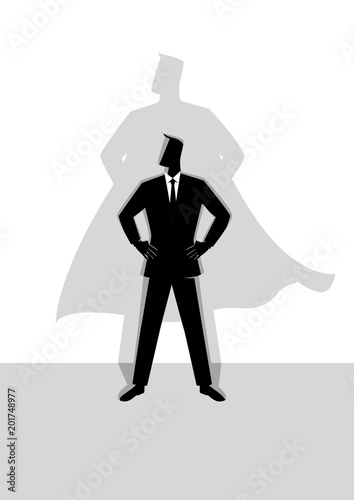 Businessman with superhero shadow