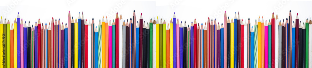 Colored pencils on table. Colored pencils on table.