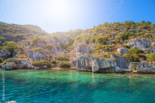 Sea, near ruins of the ancient city on the Kekova island, Turkey