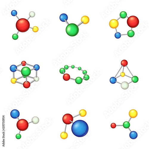 Chemical icons set. Cartoon set of 9 chemical vector icons for web isolated on white background