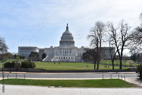 Closeup of big white Capitol in Washington D.C. in the USA