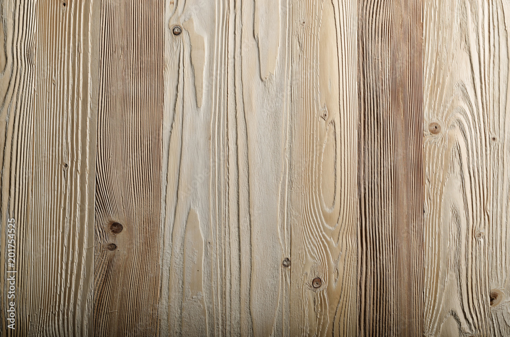 Fototapeta premium Weathered pine wood planks background with grained surface. Place for text