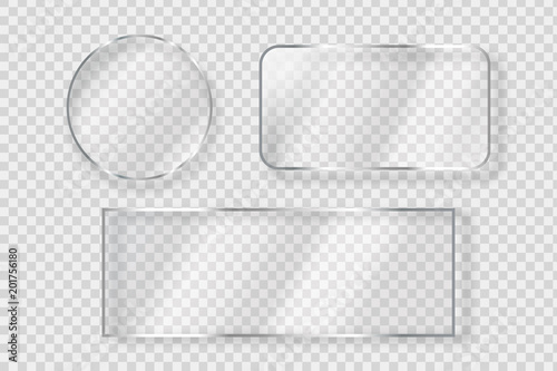 Vector set of isolated realistic glass billboard for decoration and covering on the transparent background.