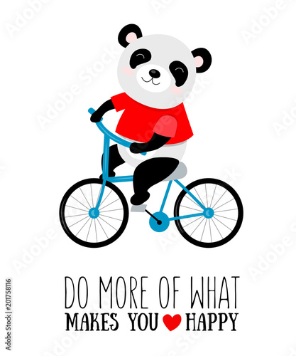 Vector illustration of koala on a bicycle with motivational quote