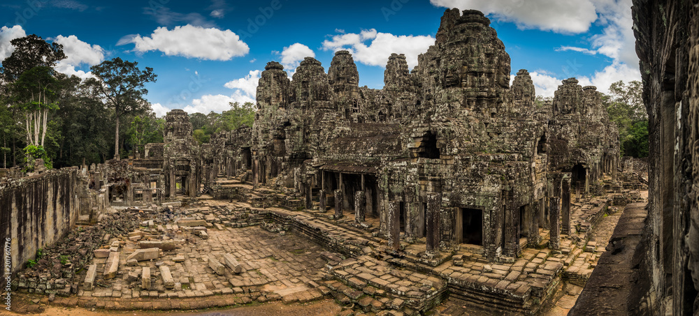 Bayon Temple, Siem Reap, Cambodia. Panorama. High resolution.