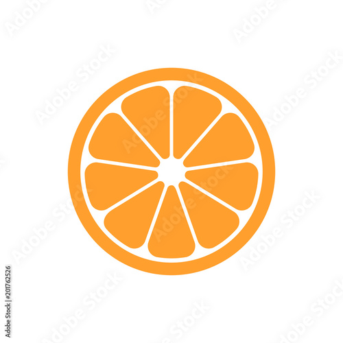 Orange fruit vector icon in flat style. Orange citrus illustration on white isolated background. Tropical food concept.