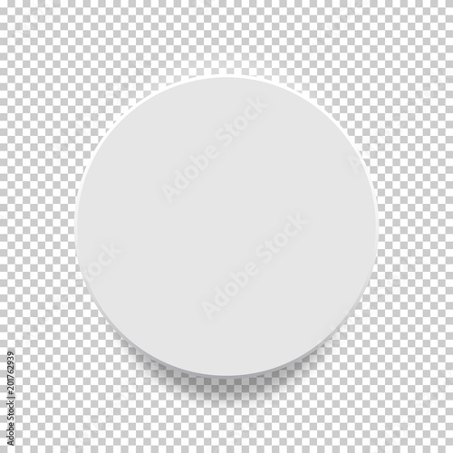 White box. Circle mock up model 3D top view with shadow. Vector illustration.