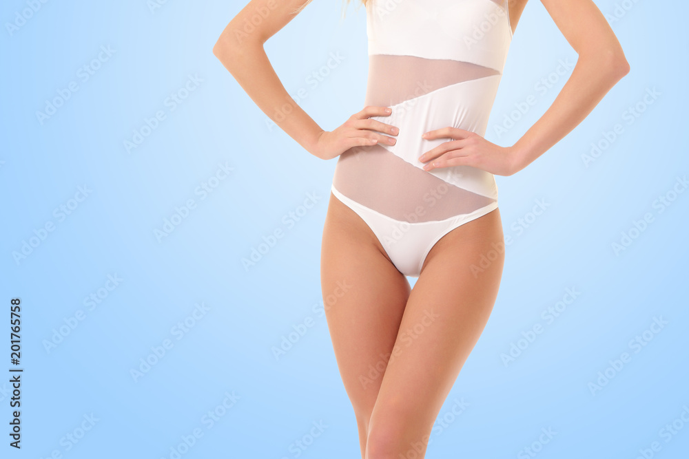 young healthy female body in bikini - obrazy, fototapety, plakaty 