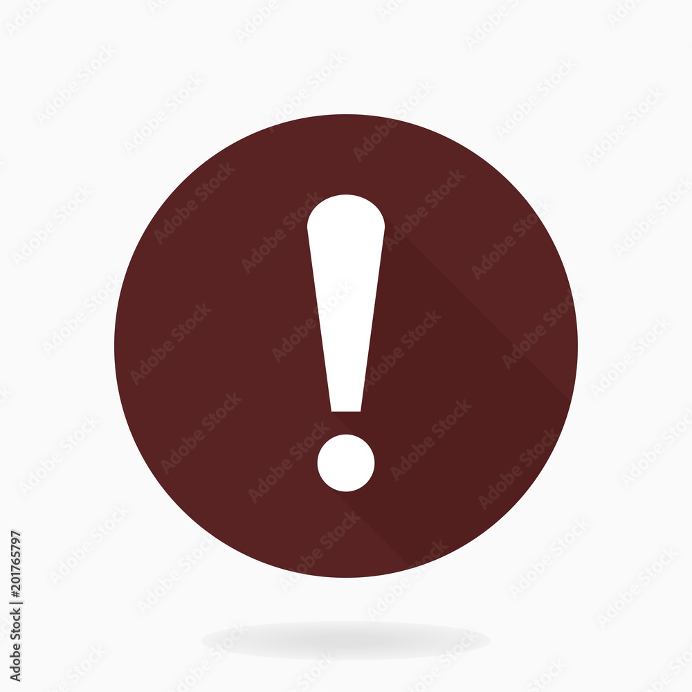 Fine vector exclamation flat white icon in the circle. Flat design and long shadow Fine vector exclamation flat white icon in the circle. Flat design and long shadow