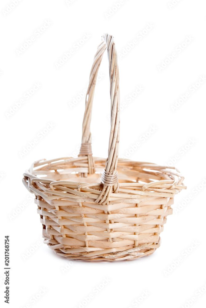 Fototapeta premium Wicker basket on isolated white background