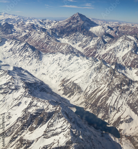 Mount Aconcagua in Argentina (highest pick in America continent). Range of the Andes between Argentina and Chile