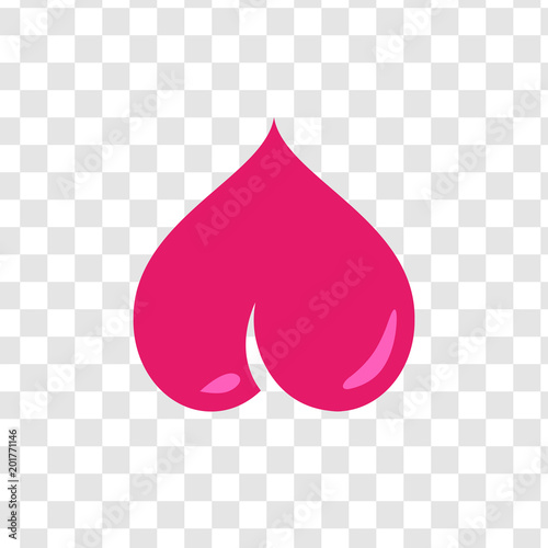 Vector Icon of Pink Bum in form of Heart on transparent background. photo