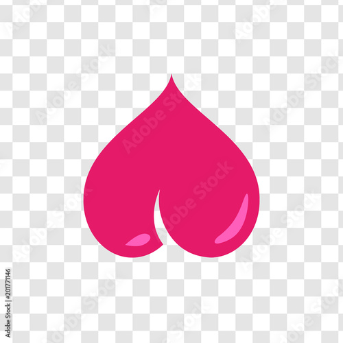 Vector Icon of Pink Bum in form of Heart on transparent background.