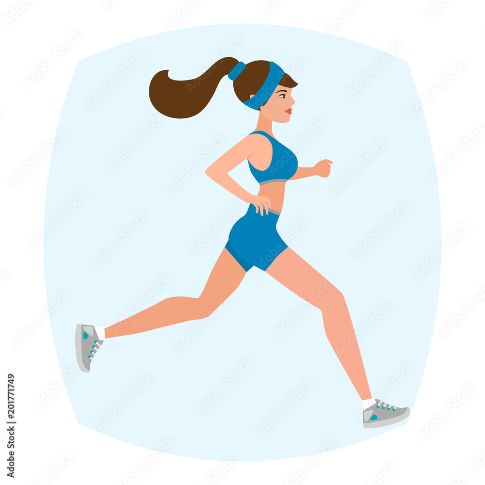Running sporty girl. Vector girl. Illustration. Running sporty girl. Vector girl. Illustration.