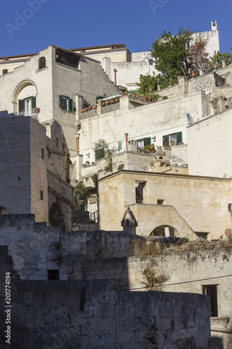 Ancient buildings in historic Sassi district of Matera  Italy