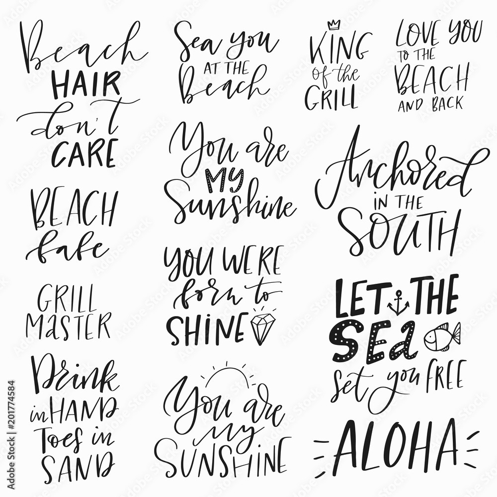 Set of summer inspirational funny quotes Set of summer inspirational funny quotes