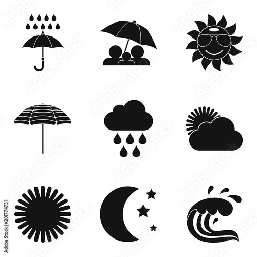 Meteorological icons set. Simple set of 9 meteorological vector icons for web isolated on white background