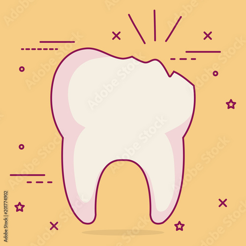 broken tooth dental care icon vector illustration design