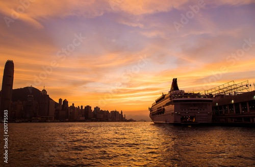 Hong Kong Skyline Kowloon from Fei Ngo Shan hill sunset photo