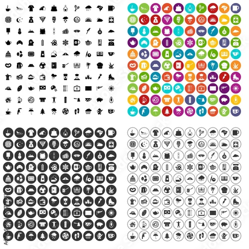 100 coffee cup icons set vector in 4 variant for any web design isolated on white