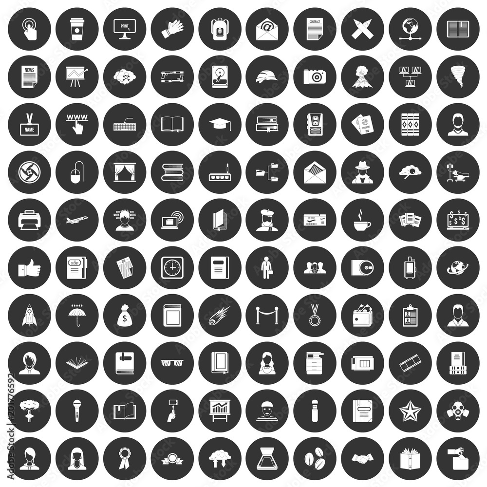 100 writer icons set in simple style white on black circle color isolated on white background vector illustration 100 writer icons set in simple style white on black circle color isolated on white background vector illustration