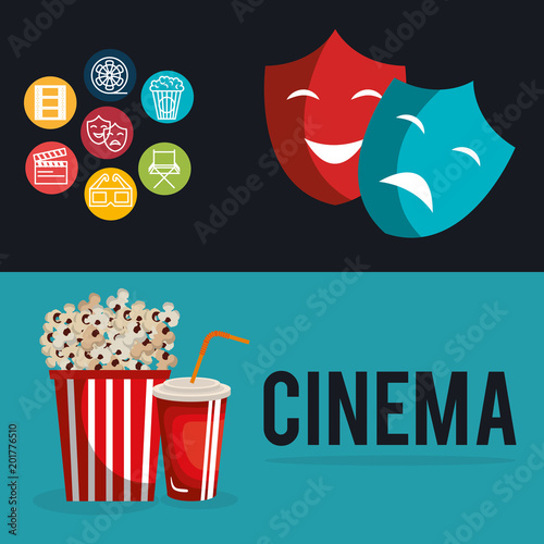 cinema entertainment set icons vector illustration design