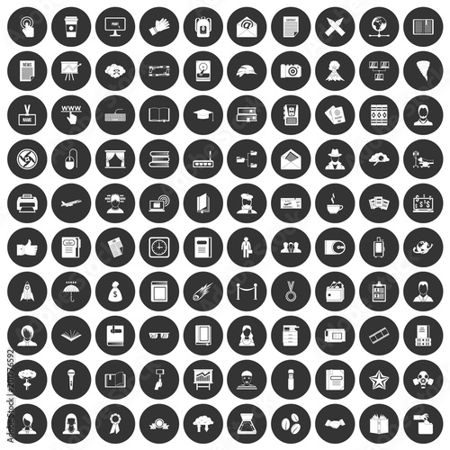 100 writer icons set in simple style white on black circle color isolated on white background vector illustration