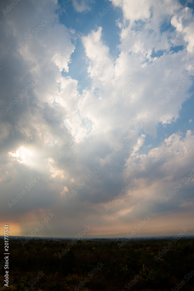 colorful dramatic sky with cloud at sunset.