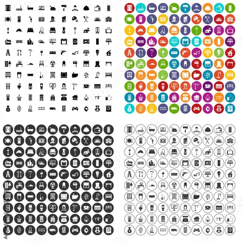 100 comfortable house icons set vector in 4 variant for any web design isolated on white