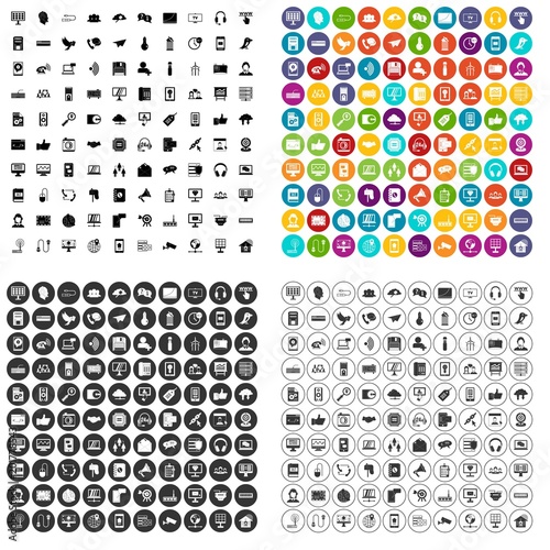 100 communication icons set vector in 4 variant for any web design isolated on white