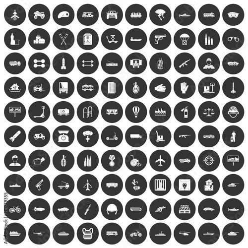 100 burden icons set in simple style white on black circle color isolated on white background vector illustration