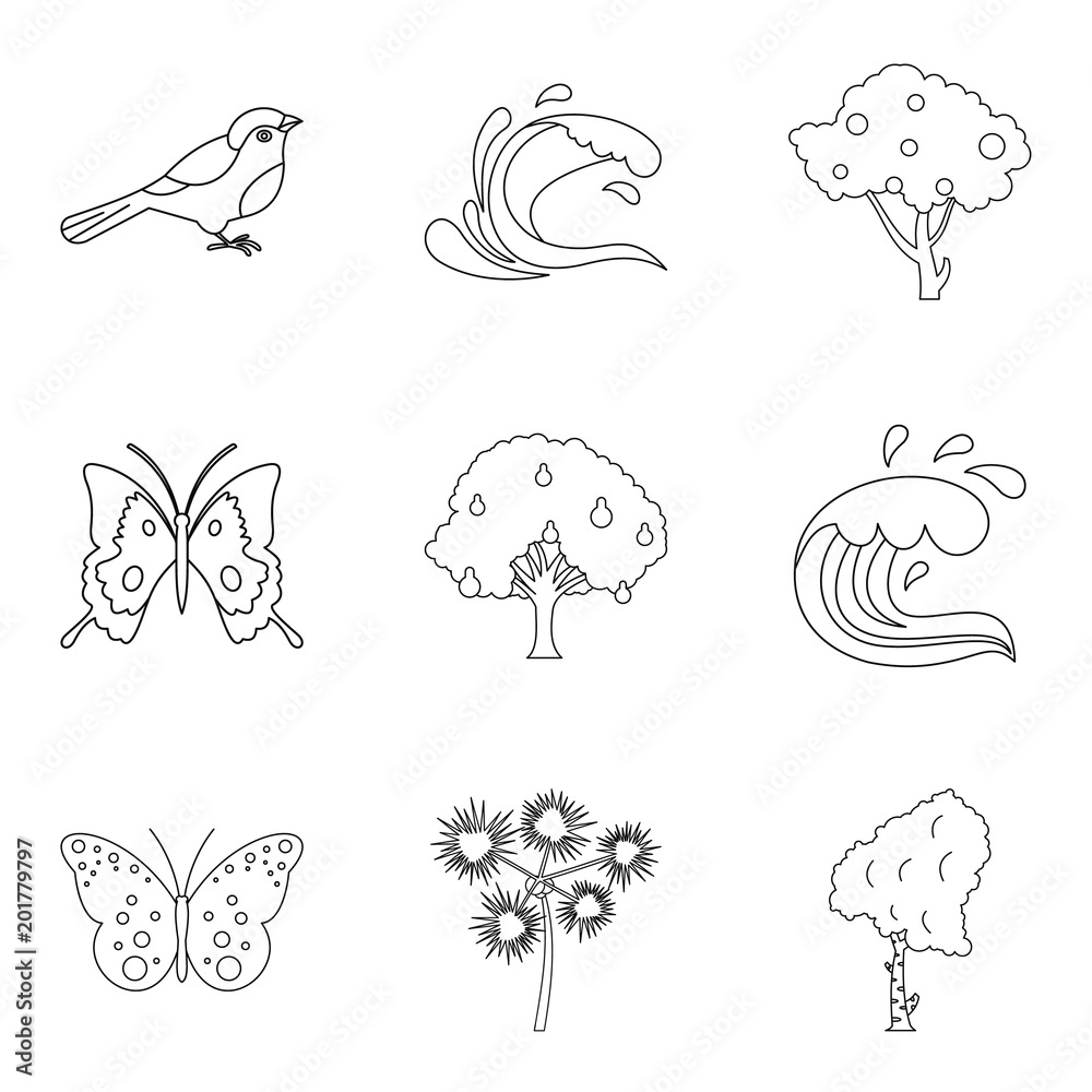 Naklejka premium Melting icons set. Outline set of 9 melting vector icons for web isolated on white background