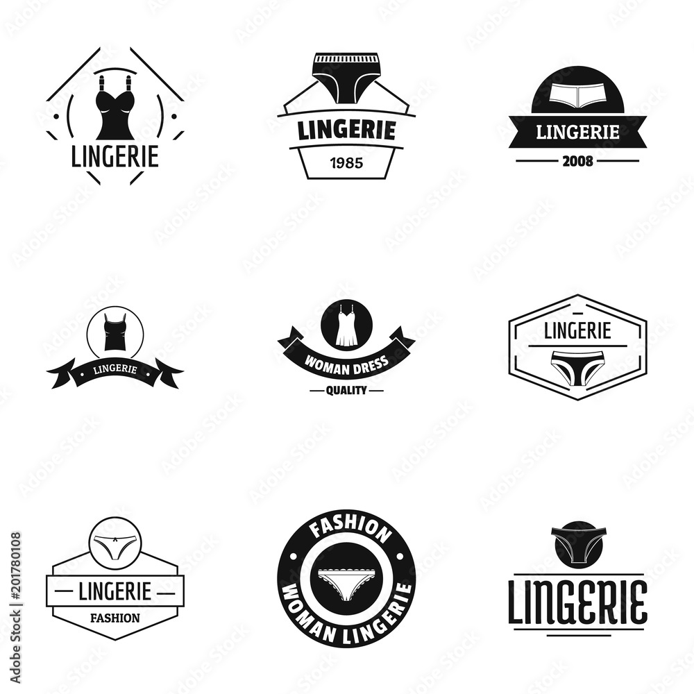 Linen logo set. Simple set of 9 linen vector logo for web isolated on white background