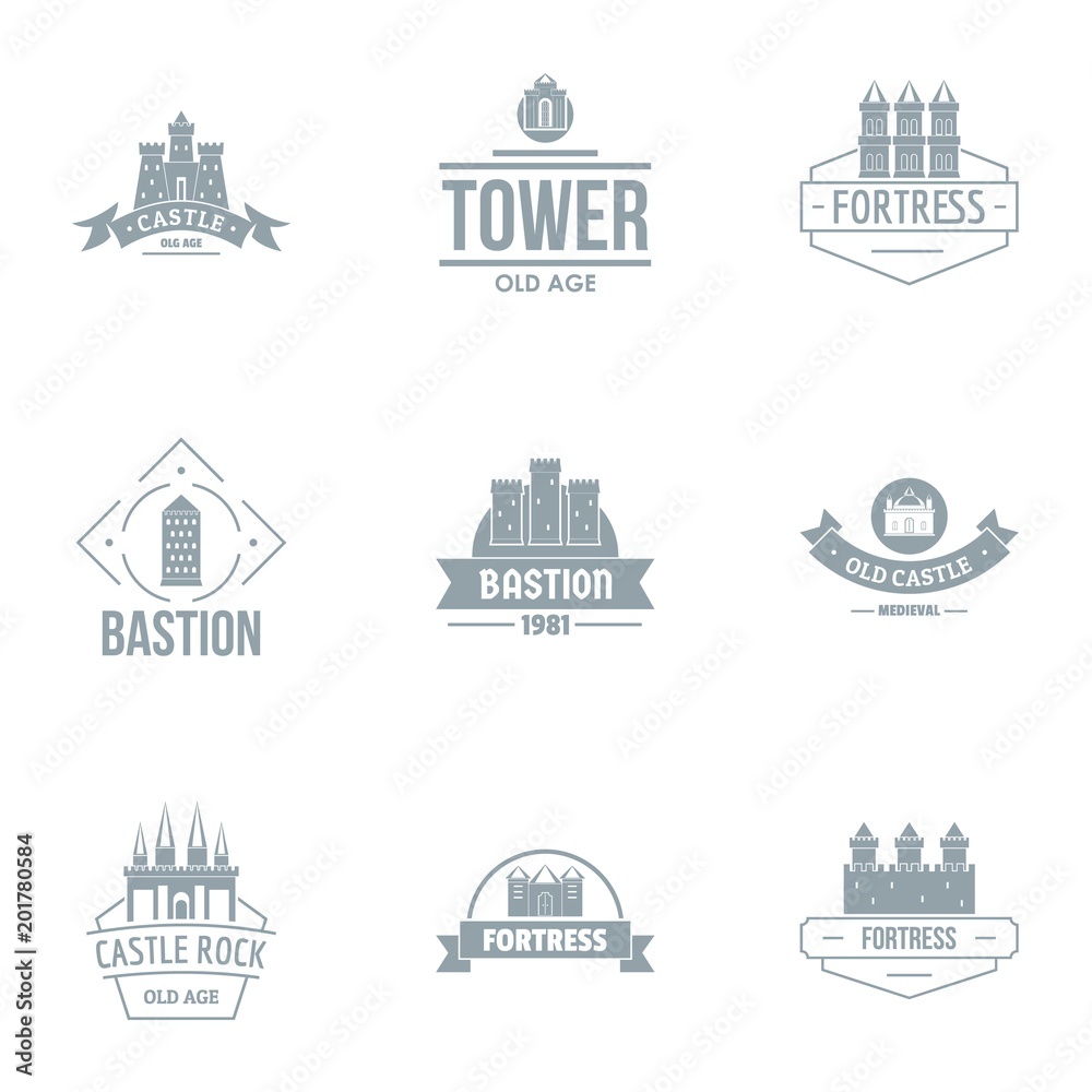 Castle logo set. Simple set of 9 castle vector logo for web isolated on white background