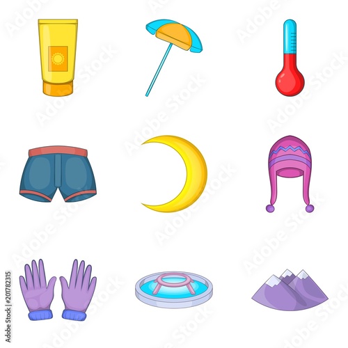 Cosiness icons set. Cartoon set of 9 cosiness vector icons for web isolated on white background