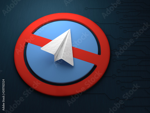 Foto concept of blocking an application for messaging telegrams