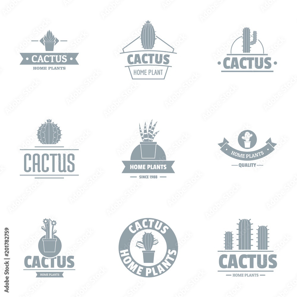 Cactus logo set. Simple set of 9 cactus vector logo for web isolated on white background