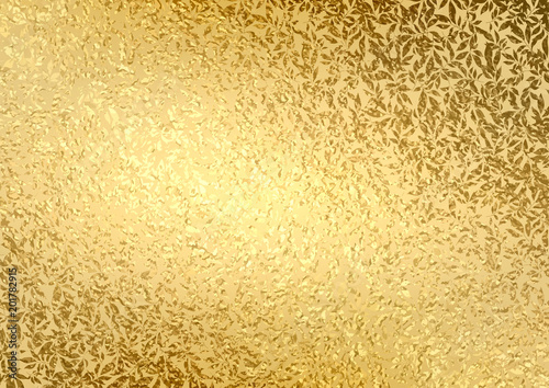 Abstract gold luxury background with bright golden texture leaves. Vintage floral pattern.