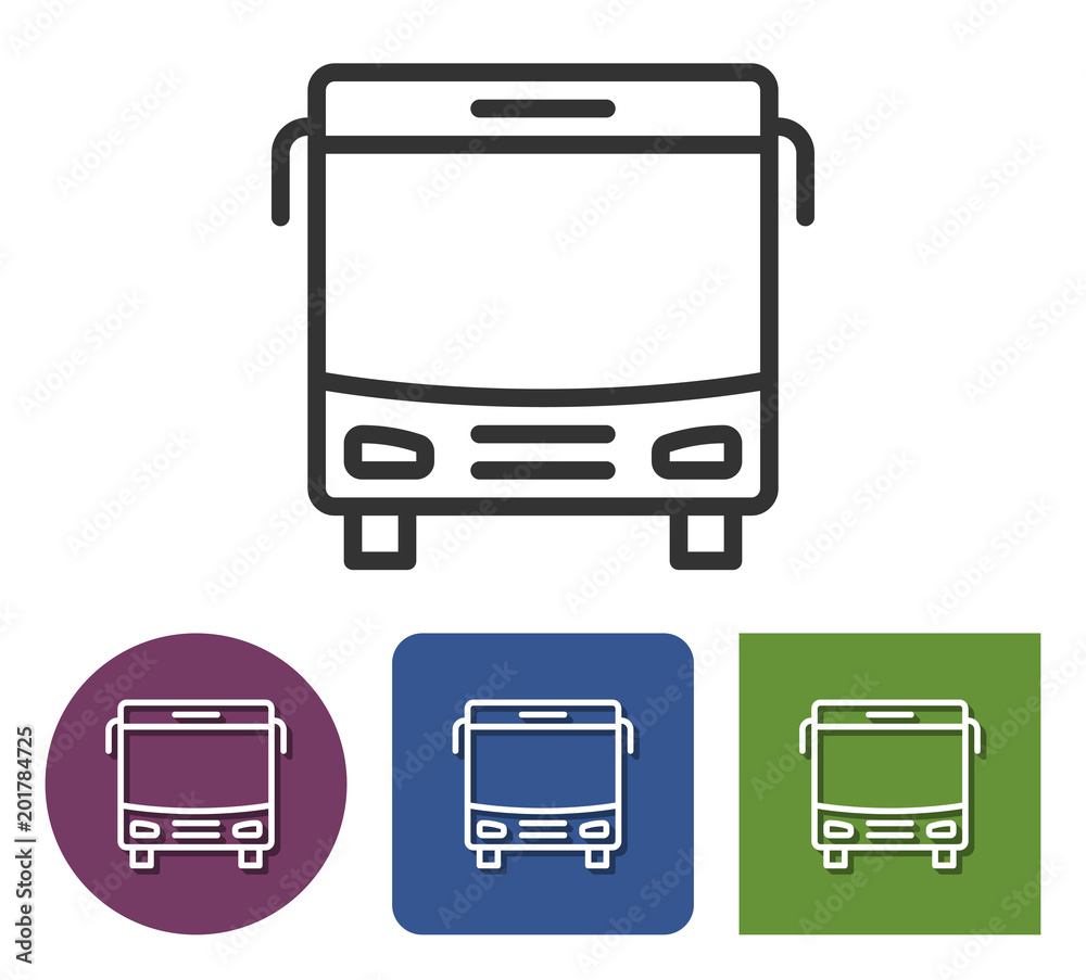 Line icon of bus in different variants Line icon of bus in different variants