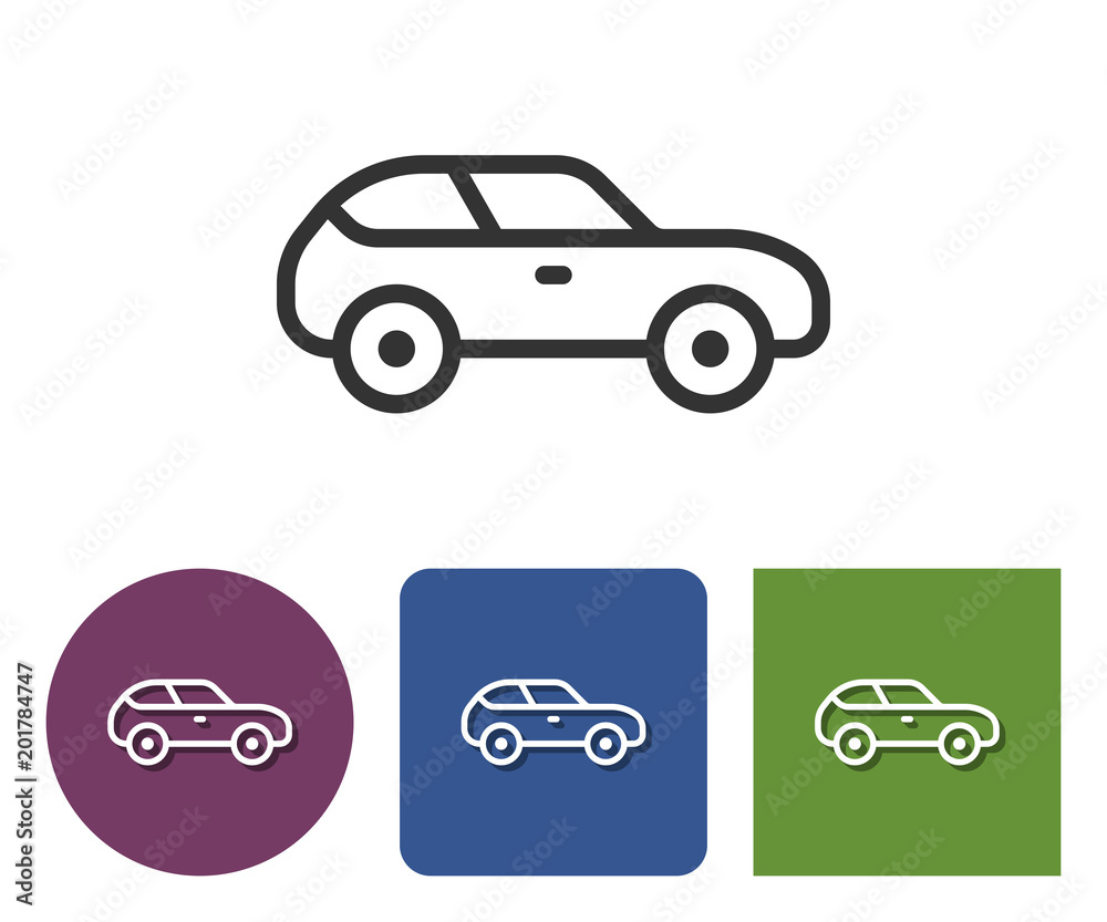 Line icon of car in different variants Line icon of car in different variants