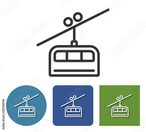 Cable railway line icon in different variants