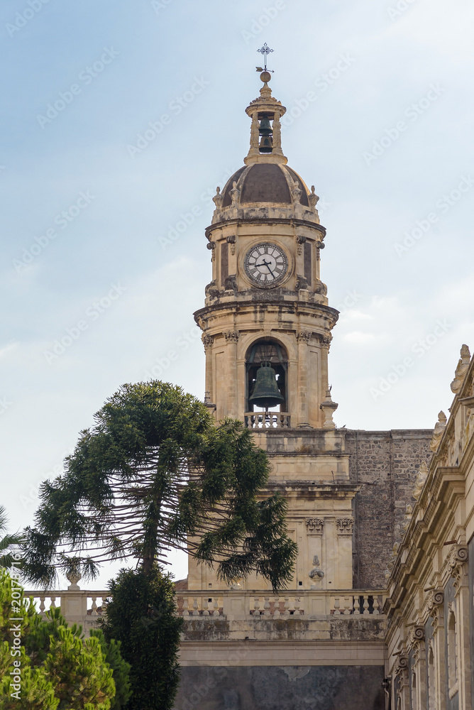 Clock tower of the Cathedral of Saint Agatha in Catania