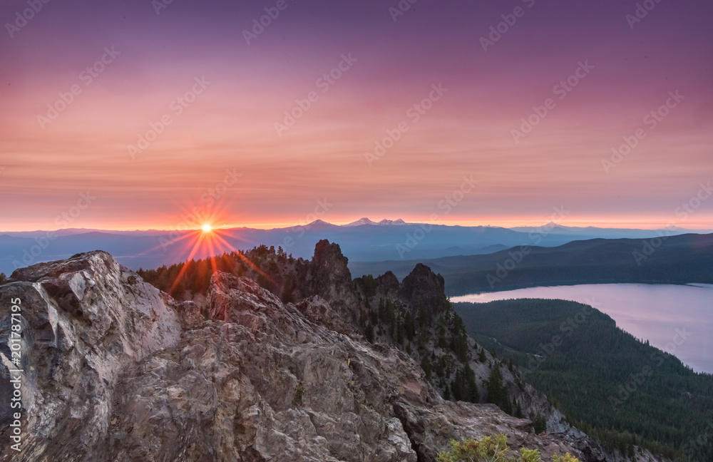 Sunset Burst Over the Rocks on Paulina Peak