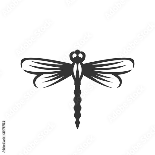 Dragonfly vector logo illustration on white background. Flying insect icon