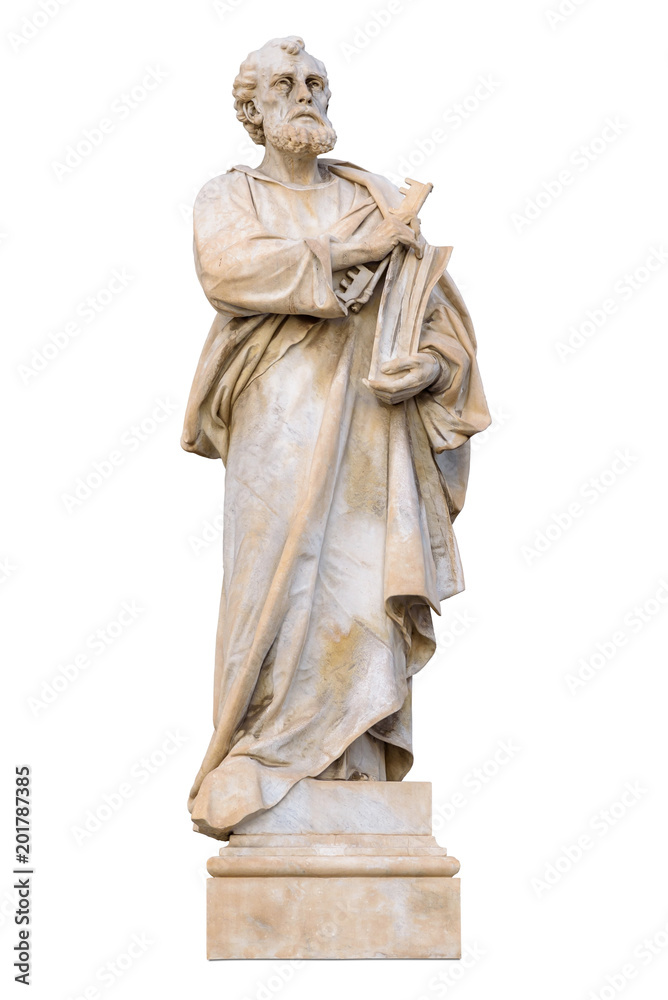 Saint Peter statue on white background