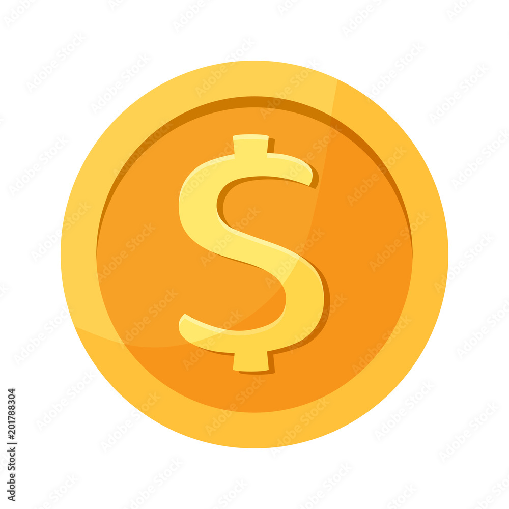 Dollar golden coin. Money icon. Vector illustration Dollar golden coin. Money icon. Vector illustration